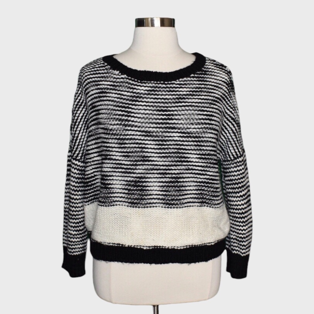 Trouve Striped Colorblock Boat‎ Neck Oversized Sweater